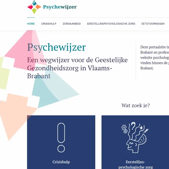 een screenshot van de homepagina van psychewijzer